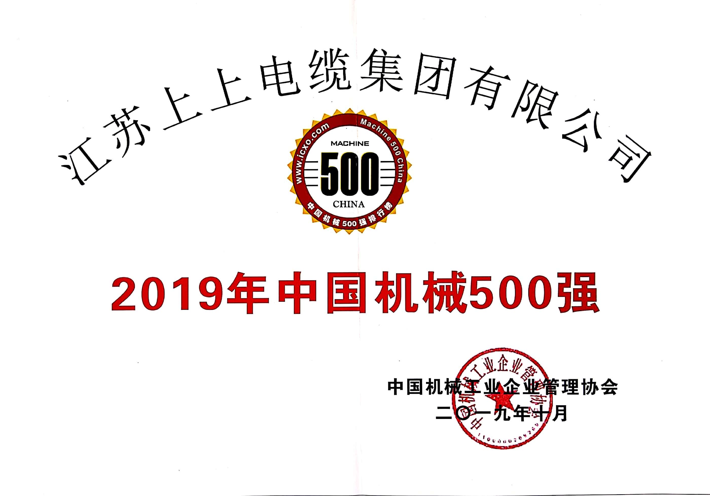 2019中國機械500強